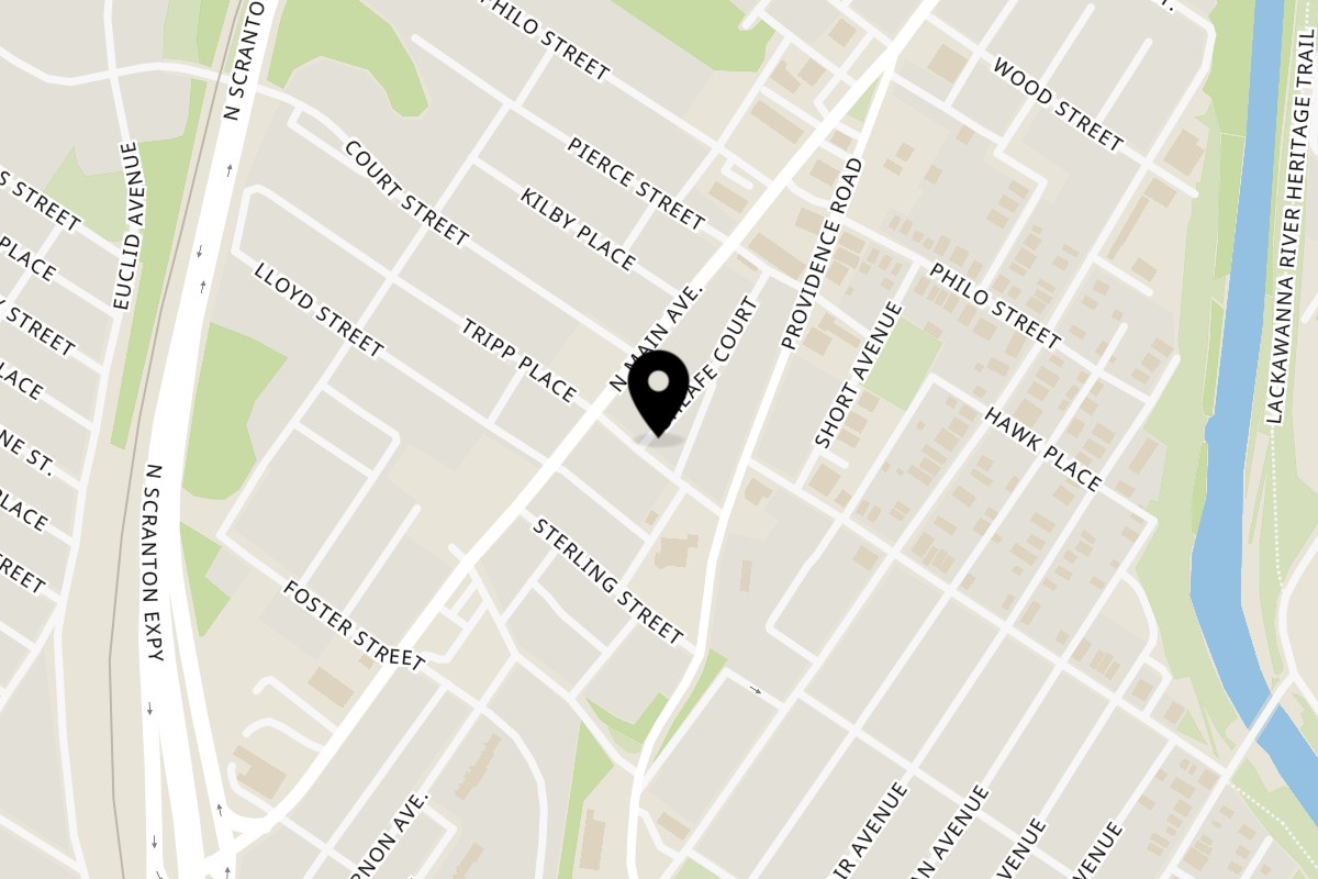 Map showing the location of El Buen Amigo Mexican Restaurant on 1016 Tripp Pl in Scranton